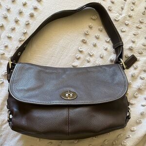 Coach brown leather shoulder bag